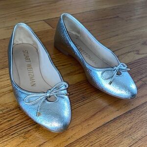 Stuart Weitzman Metallic Silver Ballet Flats